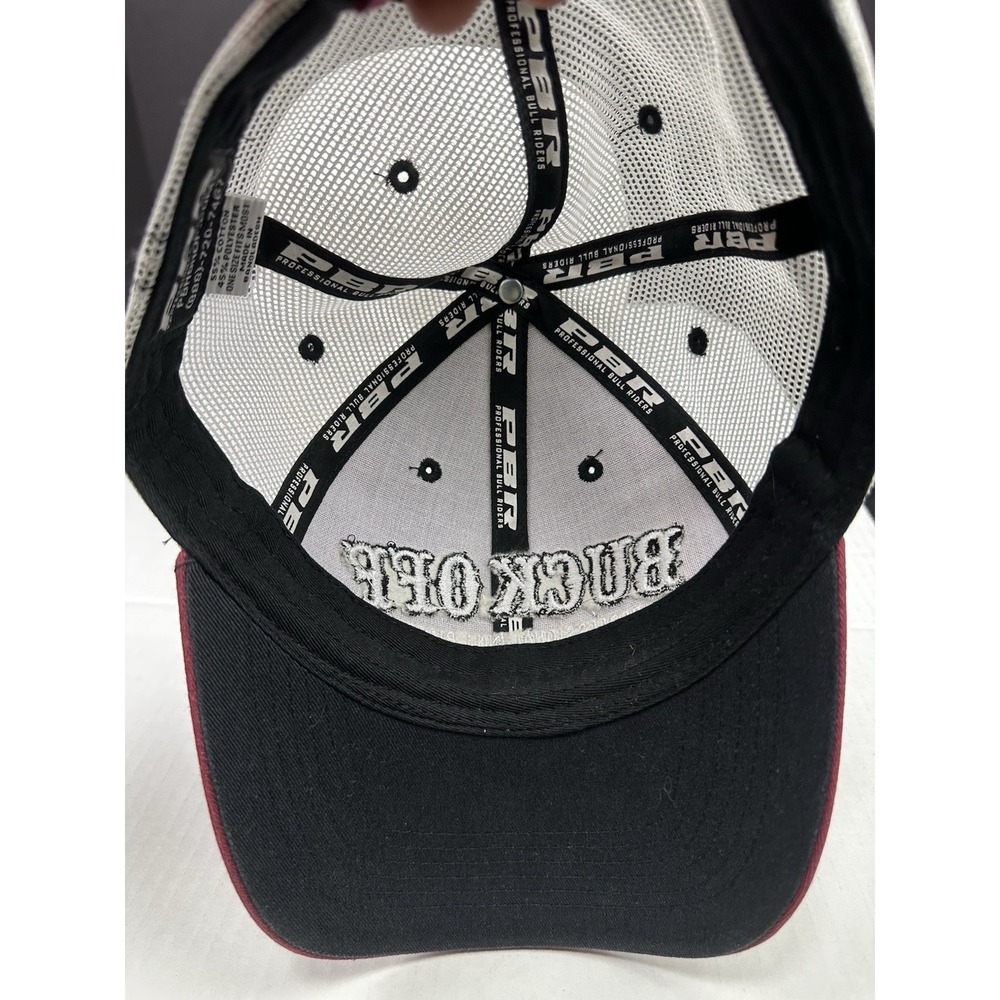 PBR Buck Off Trucker Hat Red White Mesh OSFM Strapback Pro Bull Riders Rodeo - Picture 5 of 6